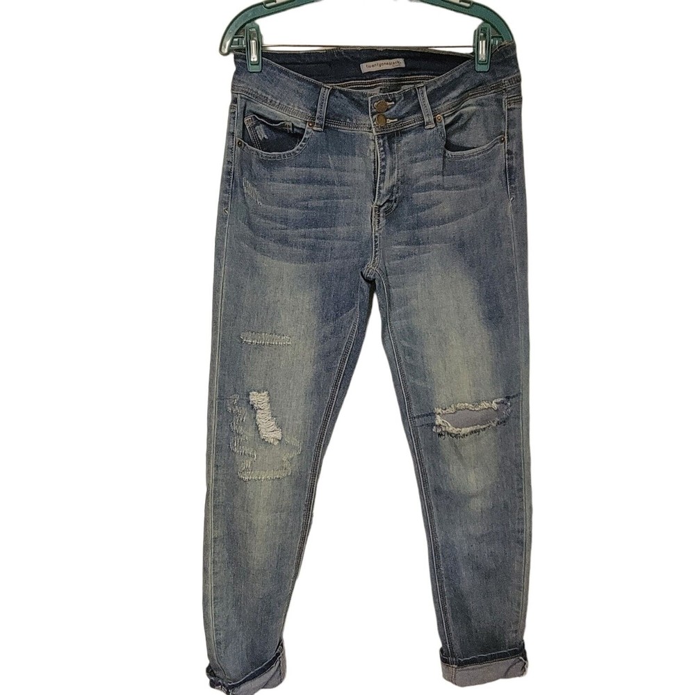 🖤Twenty-One Black Jeans‎ Distressed Ripped Cuffed 11/12